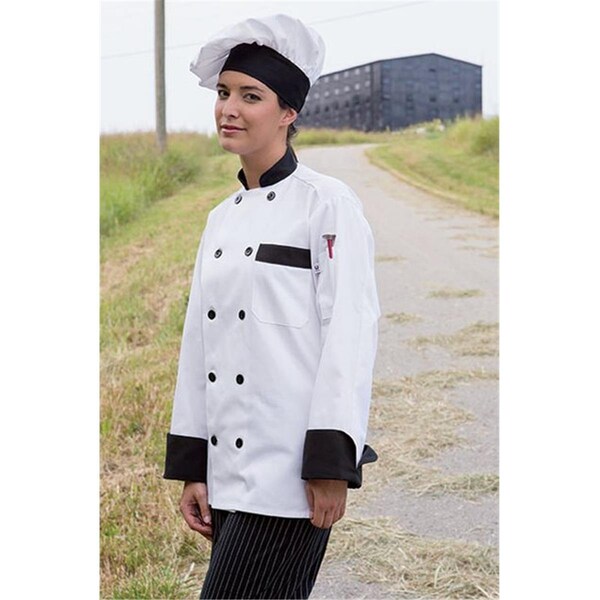 Nathan Caleb Newport Chef Coat 10 Buttons in White/Black - 6XLarge NA2507263